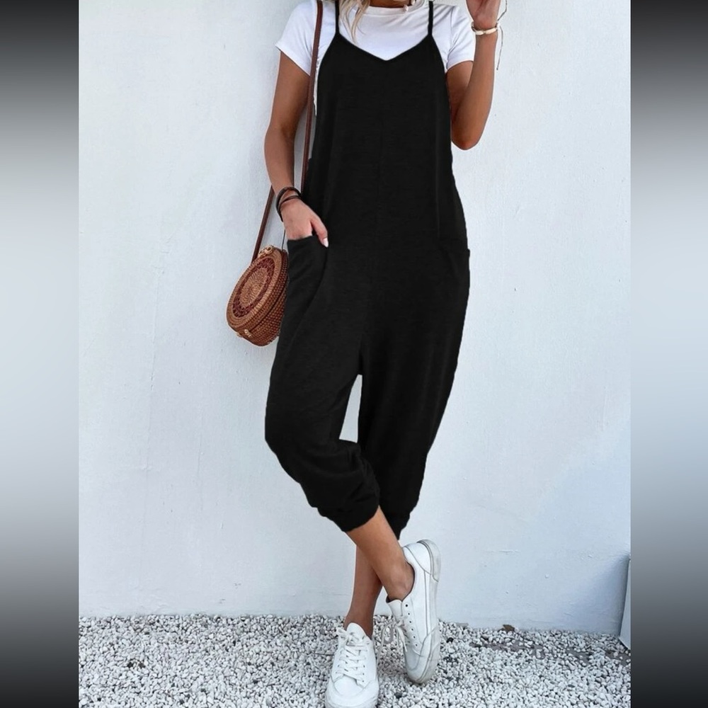 Boho dual pockets cami jumpsuit